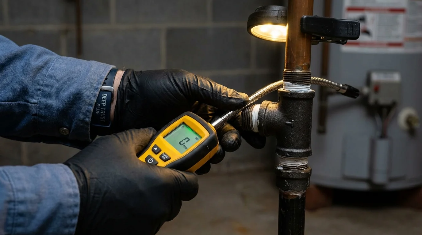 Gas leak detection with electronic sniffer by Johns Plumbing LLC in Moab