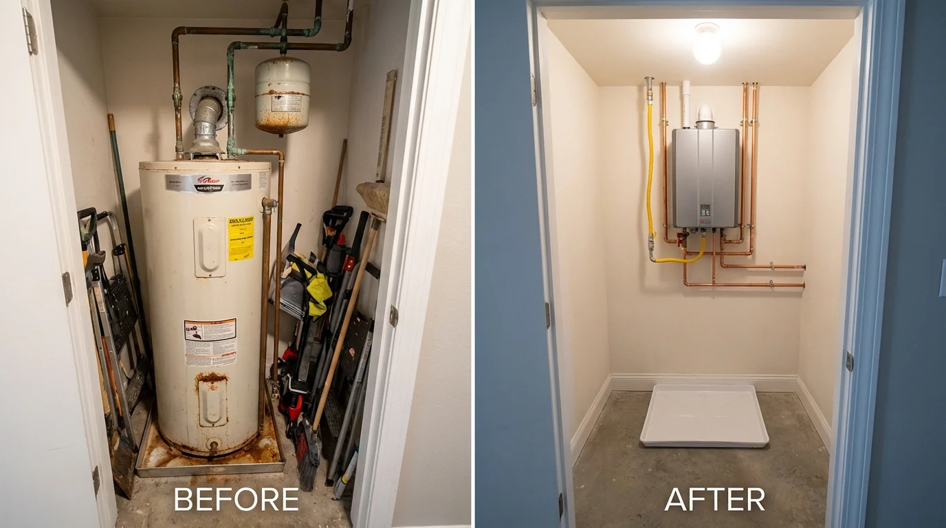 Tank water heater versus wall-mounted tankless unit comparison for Moab, UT homeowners